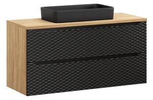 Comad Umyvadlová skříňka Ocean 120 cm s deskou a umyvadlem černá/dub olejovaný