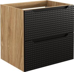 Comad Závěsná skříňka pod umyvadlo Luxor Black s deskou 70 cm dub olejovaný/černá