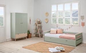 Zelená dětská postel s výsuvným lůžkem Marckeric Elisa, 90 x 190 cm