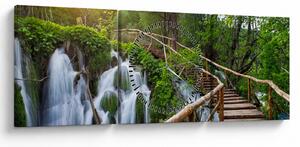 Obraz - Plitvická jezera (s hodinami) (90x30 cm)