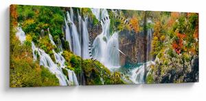 Obraz - Národní park Plitvická jezera (s hodinami) (90x30 cm)