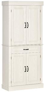HOMCOM Kuchaňský Skříňka se 2 Skříněmi a Zásuvkou, Dřevěná Kávová Skříňka v Koloniálním Stylu, 80x35x180cm Bílá | Aosom