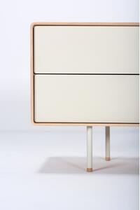 Bílý TV stolek z dubového dřeva Gazzda Fina, šířka 150 cm