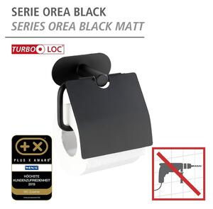 Černý nástěnný držák na toaletní papír Wenko Orea