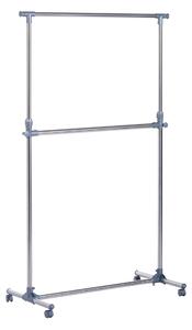 HOMCOM Nastavitelný stojan na kabáty, výška a šířka, 4 otočná kolečka, nerezová ocel a ABS, 165x48x180cm | Aosom
