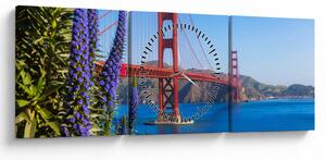 Obraz - Golden Gate Bridge, San Francisco (s hodinami) (90x30 cm)