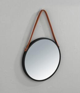 Černé závěsné zrcadlo Wenko Borrone, ø 40 cm