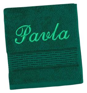 Bellatex Froté ručník proužek s výšivkou jména 50x100 cm tmavá zelená