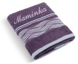 Bellatex Froté ručník Vlnka se jménem MAMINKA 50x100 cm burgundy