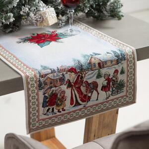 Vánoční běhoun s motivem Santa a dětí 47x100 cm