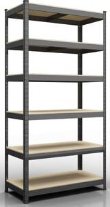 Kovový regál 220x90x45cm, lakovaný - černý, 6-policový, nosnost 870kg SMARTREGALY