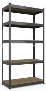 Kovový regál 180x90x40cm, lakovaný - černý, 5-policový, nosnost 875kg SMARTREGALY