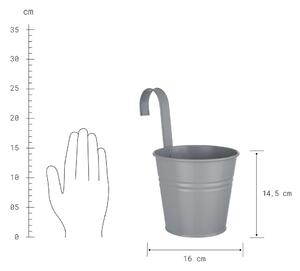 ZINC Květináč na zavěšení 16 cm - šedá