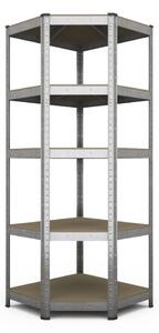 Kovový rohový regál 180x90x40x70cm, zinkovaný, 5-policový, nosnost 750kg SMARTREGALY