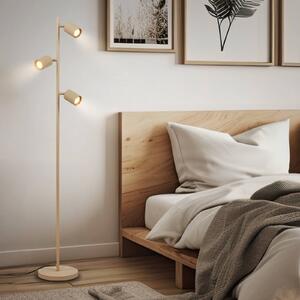 Briloner Stojací lampa Ida, béžová, 3 žárovky, výška 141 cm, GU10, Krémová / jantar, Obývací pokoj / jídelna, kov, Moderní