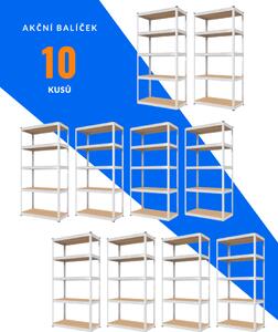 Akční balíček - 10x Kovový regál 180x90x40cm, zinkovaný, 5-policový, nosnost 875kg SMARTREGALY