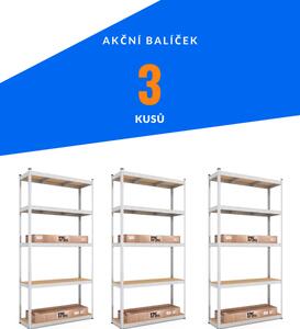 Akční balíček - 3x Kovový regál 150x70x30cm, zinkovaný, 4-policový, nosnost 700kg SMARTREGALY