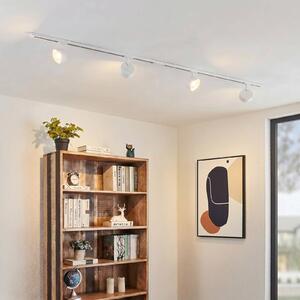 Lindby Systém lišt Linaro, Ø 9,5 cm, 4dílný, LED, bílý, Bílá / opál, Pracovna / kancelář, Hliník, Moderní