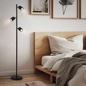 Briloner Stojací lampa Ida, černá, 3 žárovky, výška 141 cm, GU10, Černá, Obývací pokoj / jídelna, kov, Moderní