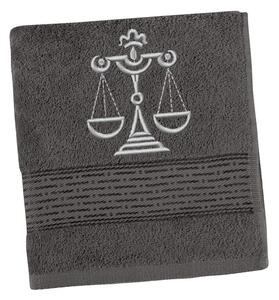 Bellatex Froté ručník proužek s výšivkou znamení zvěrokruhu 50x100 cm tmavá šedá
