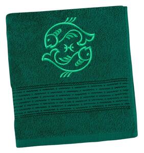 Bellatex Froté ručník proužek s výšivkou znamení zvěrokruhu Ručník 50x100 cm tmavá zelená