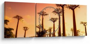 Obraz - Západ slunce v uličce Baobab (s hodinami) (90x30 cm)