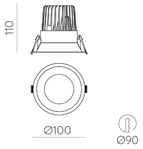 ACB Iluminacion Zapuštěné LED svítidlo KIDAL, ⌀ 10 cm, 13W, CRI90 Barva: Černá, Teplota světla: 2700K - extra teplá bílá, Stmívání: ON/OFF