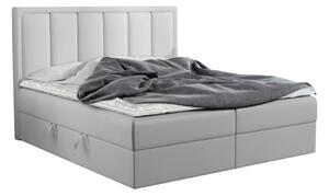 Čalouněná boxspring postel FRANIA, 140x200, ekokůže bílá