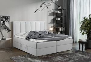Čalouněná boxspring postel FRANIA, 160x200, ekokůže bílá