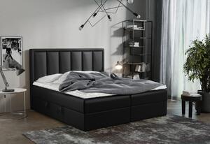 Čalouněná boxspring postel VOXI, 140x200, ekokůže černá