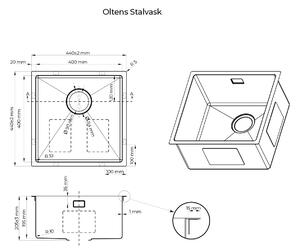 Oltens Stalvask ocelový dřez 44x44 cm 71100300