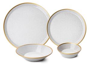 Jídelní sada 16 ks šedá/zlatá/porcelán