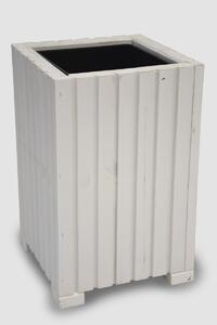 Vingo Vyšší čtvercový dřevěný truhlík s plastovou vložkou - bílý, 25x25x40