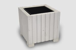 Vingo Čtvercový dřevěný truhlík s plastovou vložkou - bílý, 25x25x25