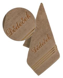Bellatex Froté ručník kolekce Linie s výšivkou Dědeček 50x100 cm hnědá
