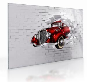 Skleněný obraz - Červené auto (70x50 cm)