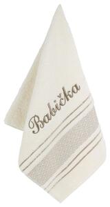 Bellatex Froté ručník mozaika se jménem BABIČKA 50x100 cm krémová