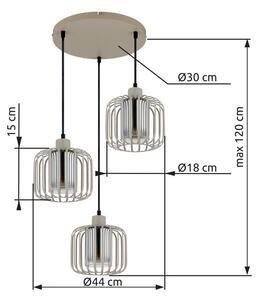 Závěsné svítidlo 3x E27 piesková IP20 GLOBO lighting ALFRED 15758-3H