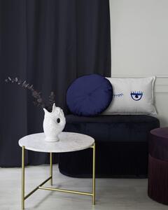 Modro-šedý sametový polštář Velvet Atelier, 50 x 35 cm