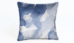 Modrý sametový polštář Velvet Atelier Abstract, 45 x 45 cm