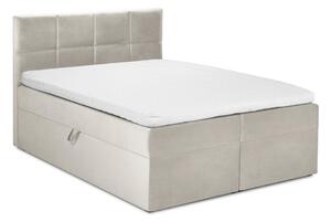 Béžová sametová dvoulůžková postel Mazzini Beds Mimicry, 160 x 200 cm