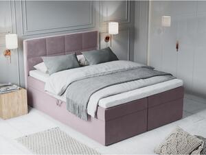 Růžová sametová dvoulůžková postel Mazzini Beds Mimicry, 160 x 200 cm