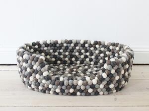 Šedo-bílý kuličkový vlněný pelíšek pro domácí zvířata Wooldot Ball Pet Basket, 40 x 30 cm