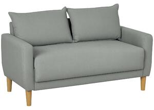 HOMCOM 2-místný látkový pohovka s opěrkami, úložným prostorem a 2 odnímatelnými polštáři, moderní čalouněný loveseat se dřevěnými nohami pro obývací p