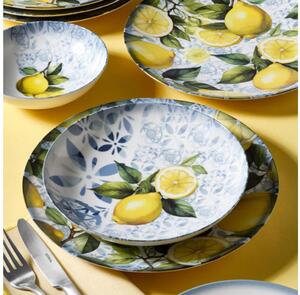 Jídelní sada 24 ks modrá/žlutá/zelená/porcelán