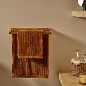Hnědý bavlněný ručník Kave Home Yeni 70 x 140 cm