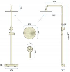 Sprchová souprava Rea VINCENT s termostatickou baterií - broušená zlatá