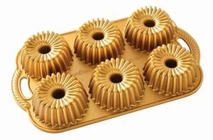 Forma na 6 mini bábovek Nordic Ware Brilliance, 1,18 l, zlatá, 37,8 × 22,9 × 4,8 cm | prémiová forma na pečení 93377