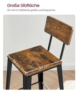VASAGLE Barová židle Industry - 45,4x102,2x45,4 cm - set 2 ks