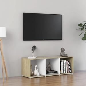 TV stolek bílý a dub sonoma 107 x 35 x 37 cm kompozitní dřevo